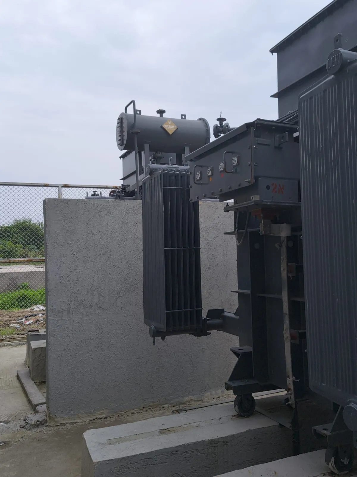 Substation bay civil wall and security compound fence