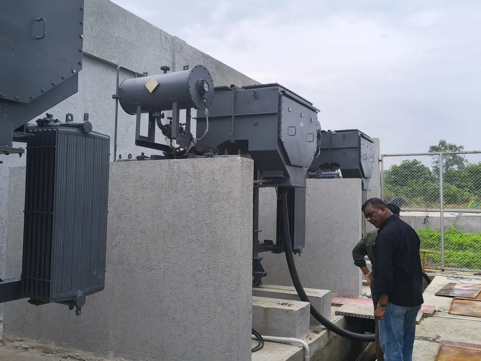 Ranisons deployed technical engineer checking substation transformer